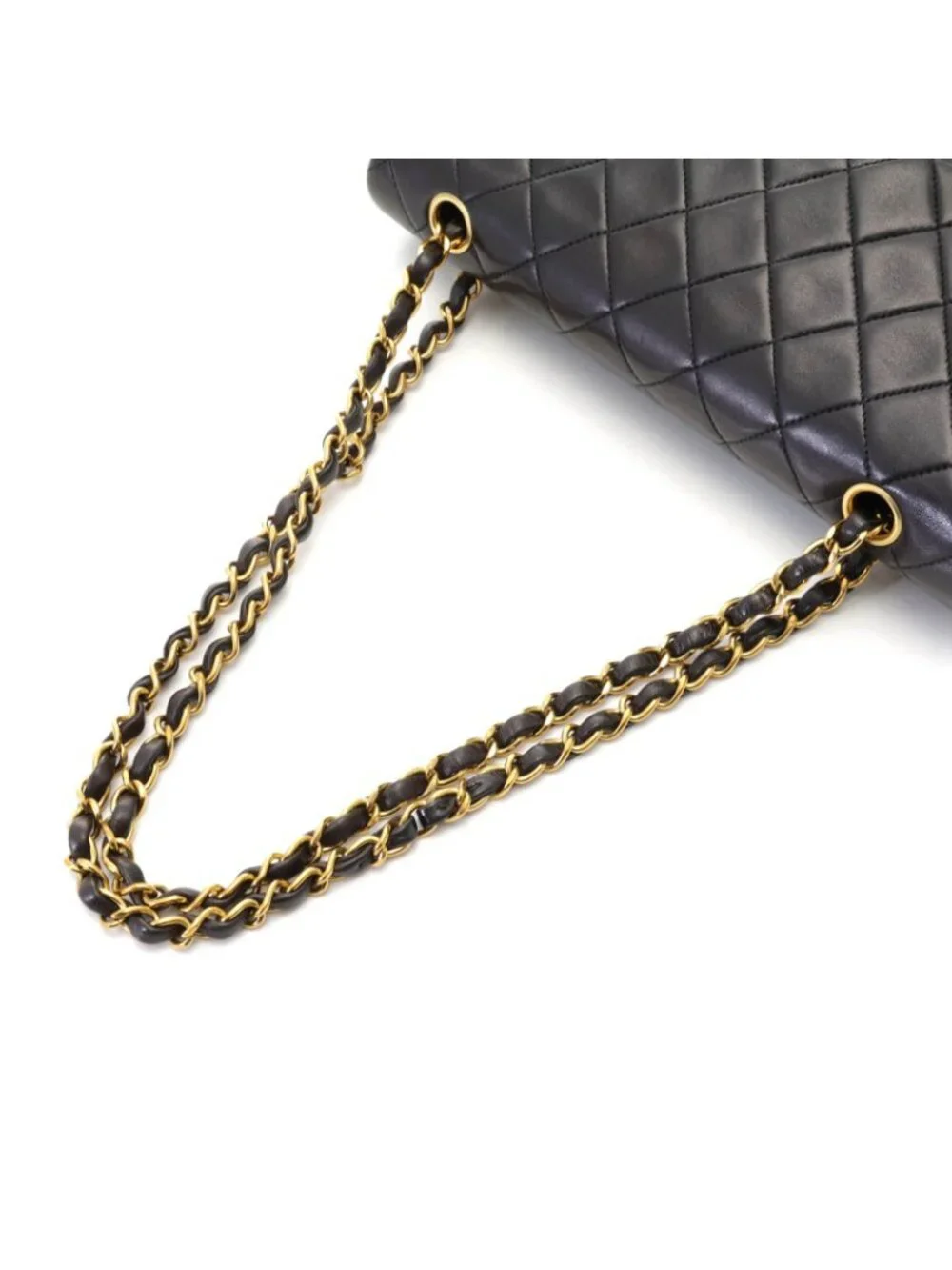 Chanel Quilted Double Flap 25 Chain Shoulder Black Lambskin Bag